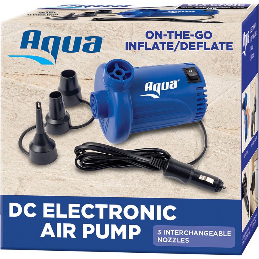 Aqua 12V DC Electric Air Pump with 3 Nozzles, Blue — view 2