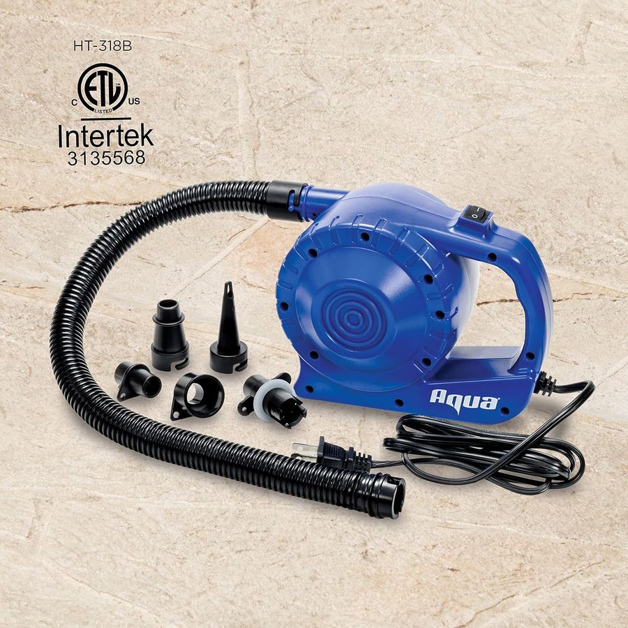 Aqua AC Electric Air Pump, 110v, 5 Nozzles, Blue