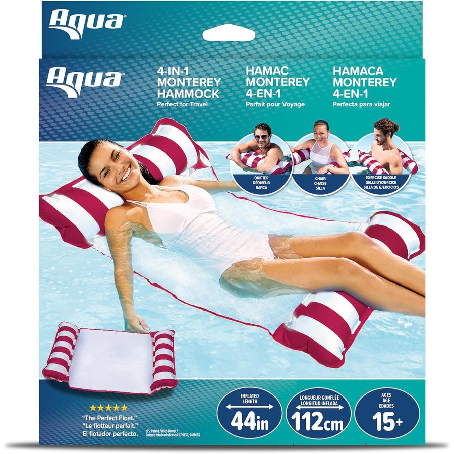 Aqua Original 4-in-1 Monterey Hammock Pool Float, Burgundy — view 2