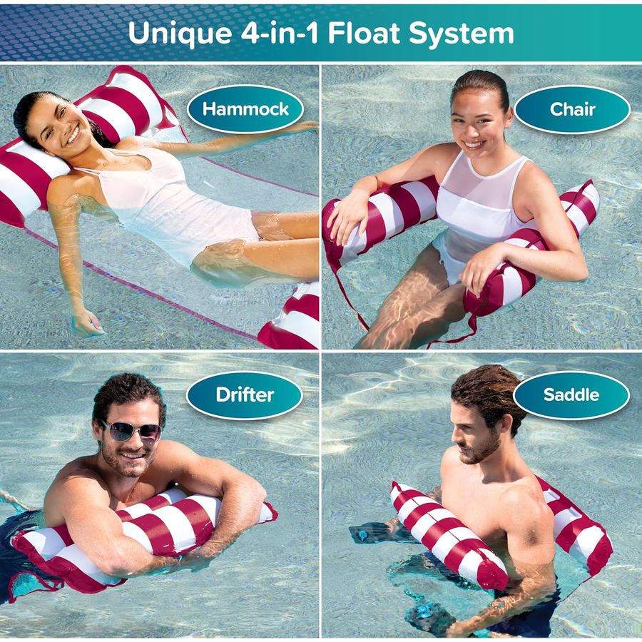 Aqua Original 4-in-1 Monterey Hammock Pool Float, Burgundy — view 4