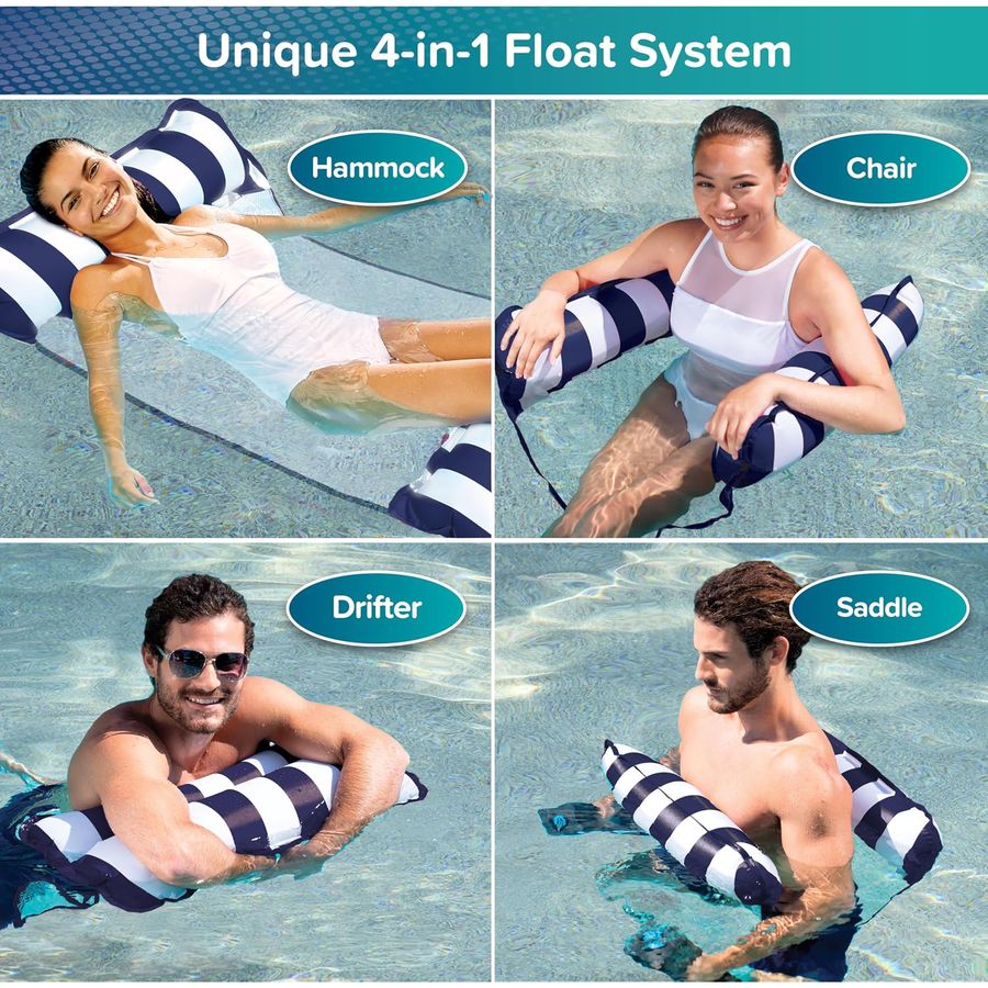 Aqua Original 4-in-1 Monterey Hammock Pool Float, Navy — view 2