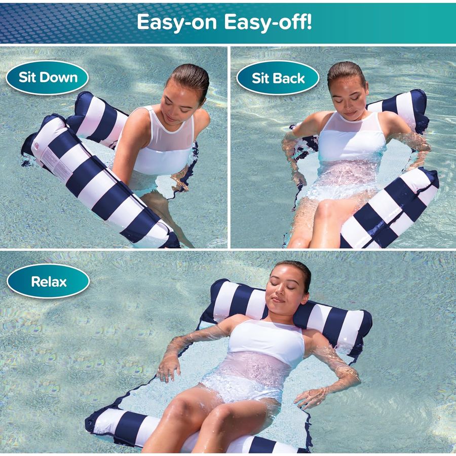 Aqua Original 4-in-1 Monterey Hammock Pool Float, Navy — view 4