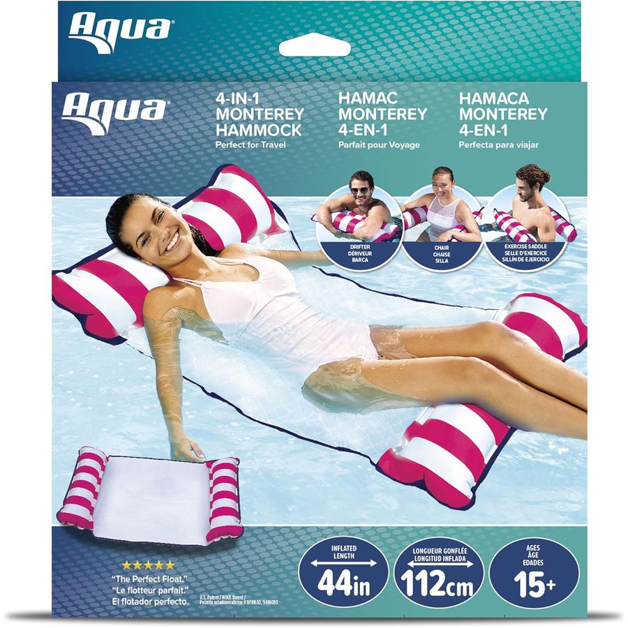 Aqua Original 4-in-1 Monterey Hammock Pool Float, Pink — view 2