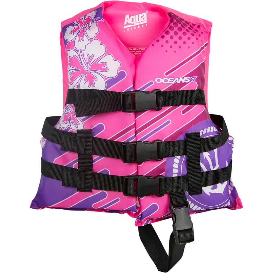 Oceans 7 Kids Type III Life Jacket, 30-50 lb, Pink/Berry