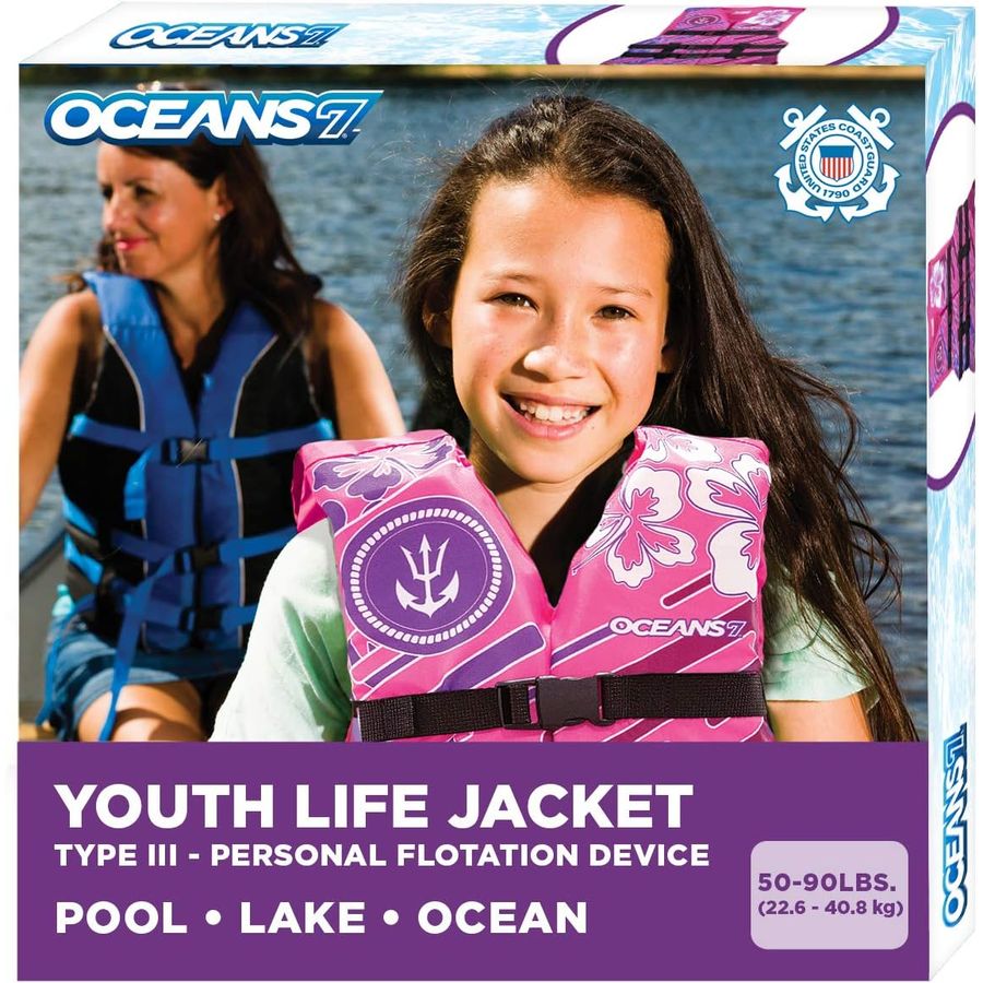 Oceans 7 Type III Youth Life Jacket, Pink/Berry — view 2