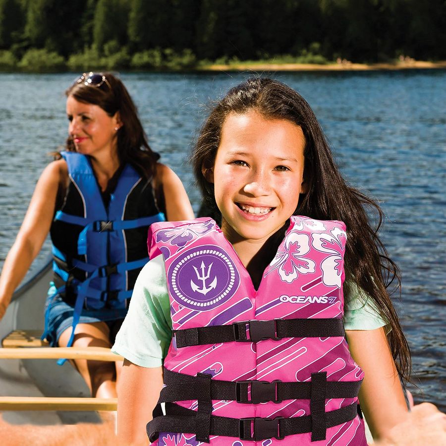 Oceans 7 Type III Youth Life Jacket, Pink/Berry — view 4