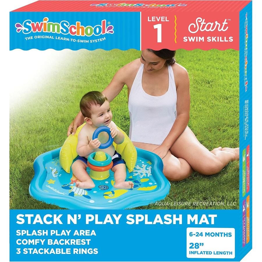 SwimSchool Baby Splash Play Mat with Backrest, Seafoam Blue Lemon — view 2
