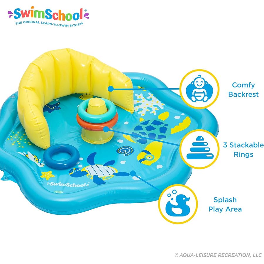 SwimSchool Baby Splash Play Mat with Backrest, Seafoam Blue Lemon — view 3