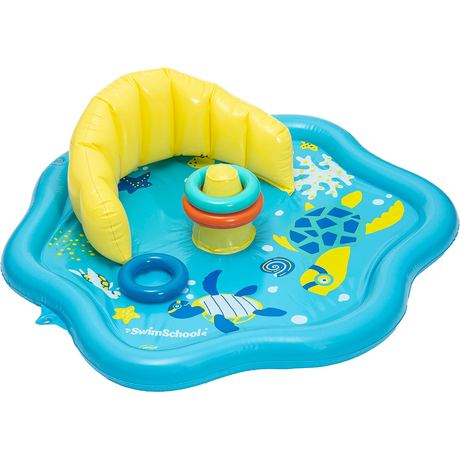 SwimSchool Baby Splash Play Mat with Backrest, Seafoam Blue Lemon