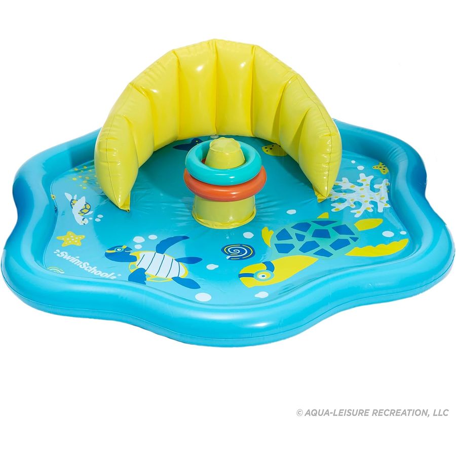 SwimSchool Baby Splash Play Mat with Canopy, Seafoam Blue Lemon — view 5