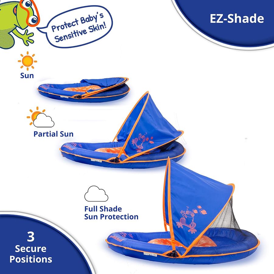 SwimSchool Deluxe Baby Float with Canopy, Blue/Orange — view 4