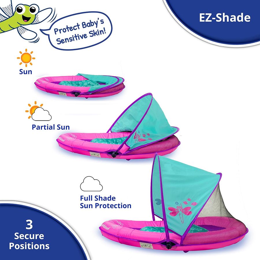 SwimSchool Deluxe Baby Pool Float with Canopy, Pink/Aqua — view 3
