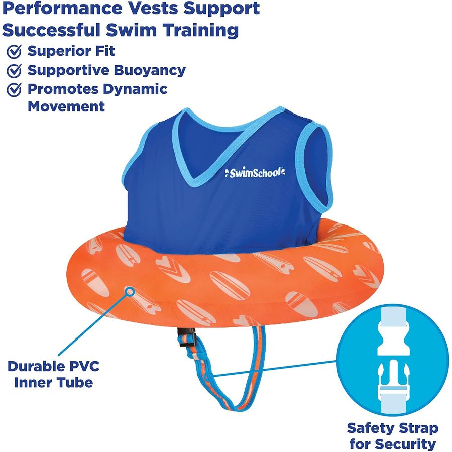 SwimSchool Deluxe Swim Trainer Toddler Vest, Berry/Blue — view 2
