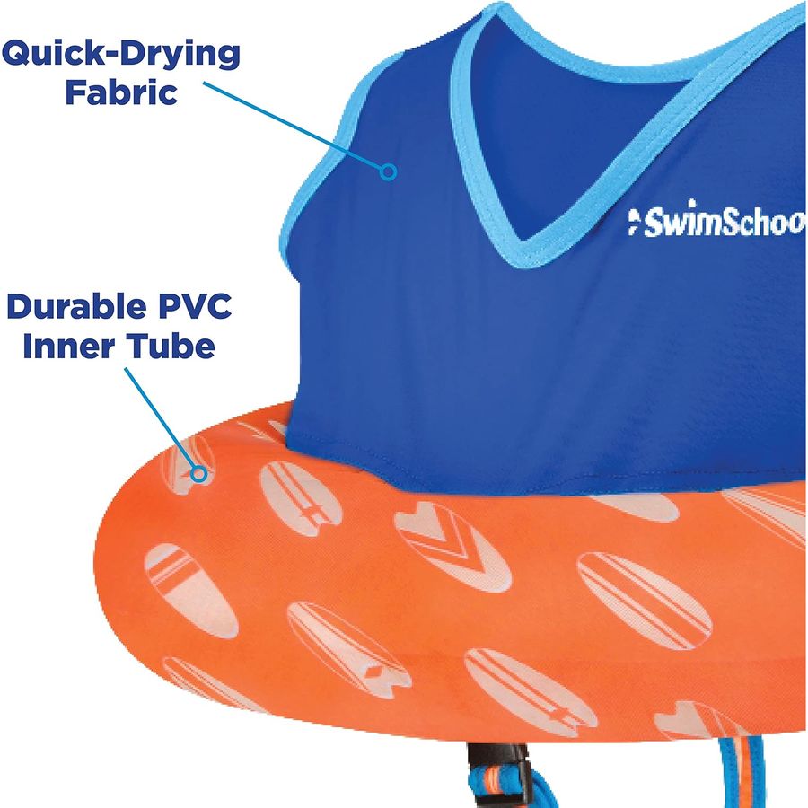 SwimSchool Deluxe Swim Trainer Toddler Vest, Berry/Blue — view 4