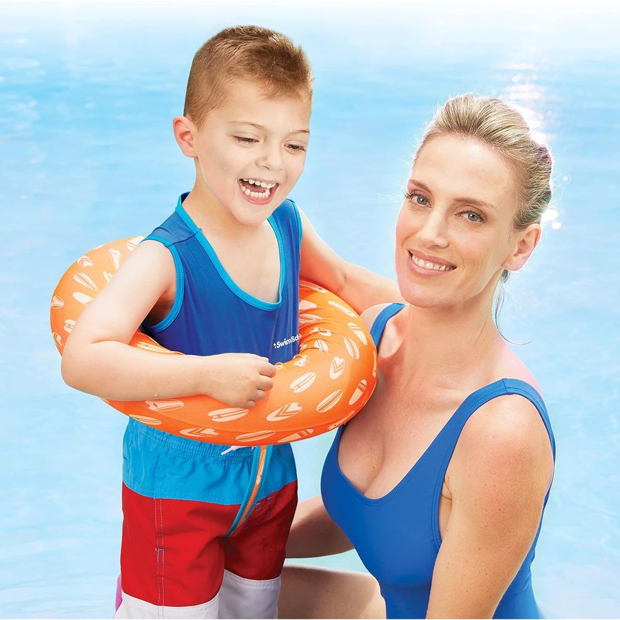 SwimSchool Deluxe Swim Trainer Toddler Vest, Berry/Blue — view 5