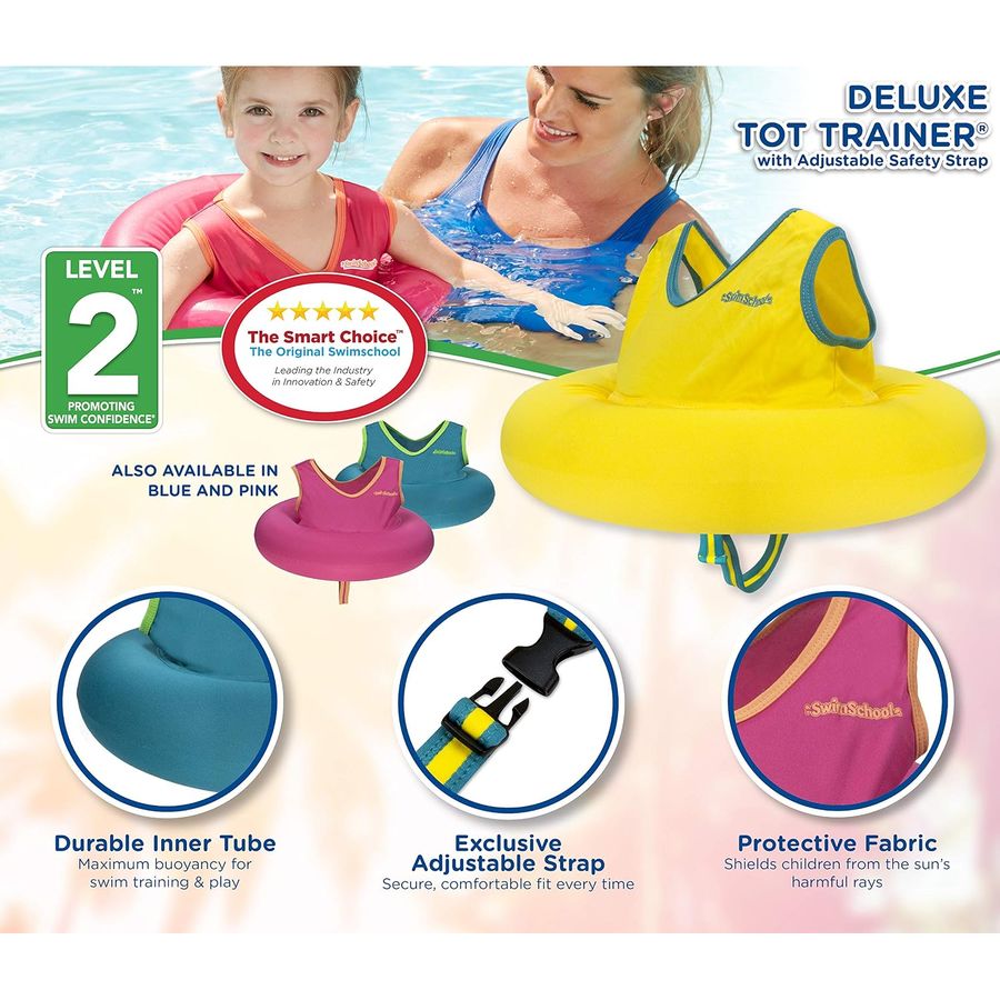 SwimSchool Deluxe Swim Trainer Toddler Vest Floatie, Yellow — view 4