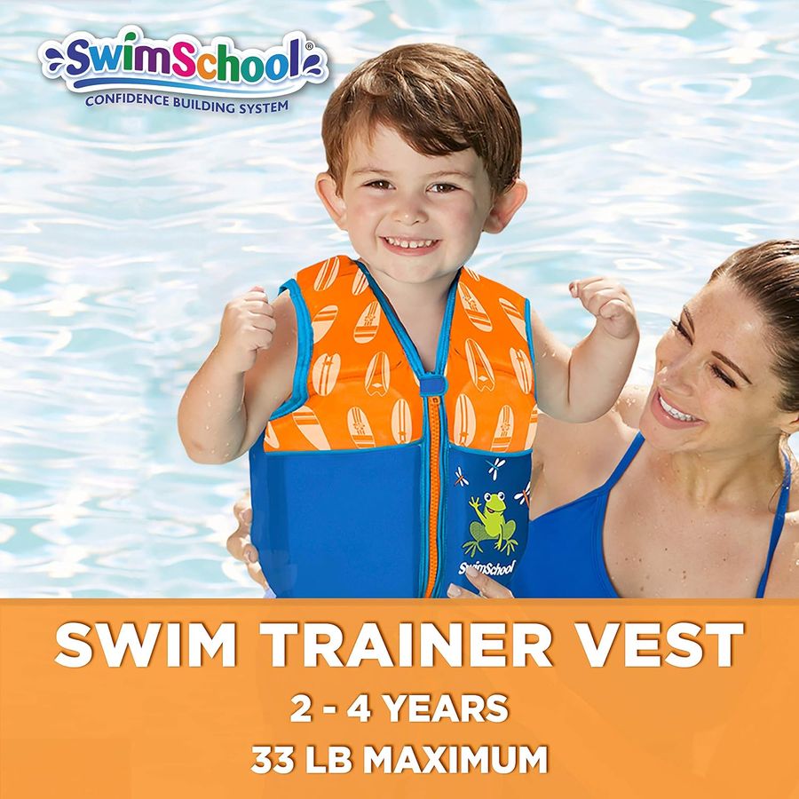 SwimSchool Flex-Form Swim Trainer Vest, S/M, Blue/Orange — view 2