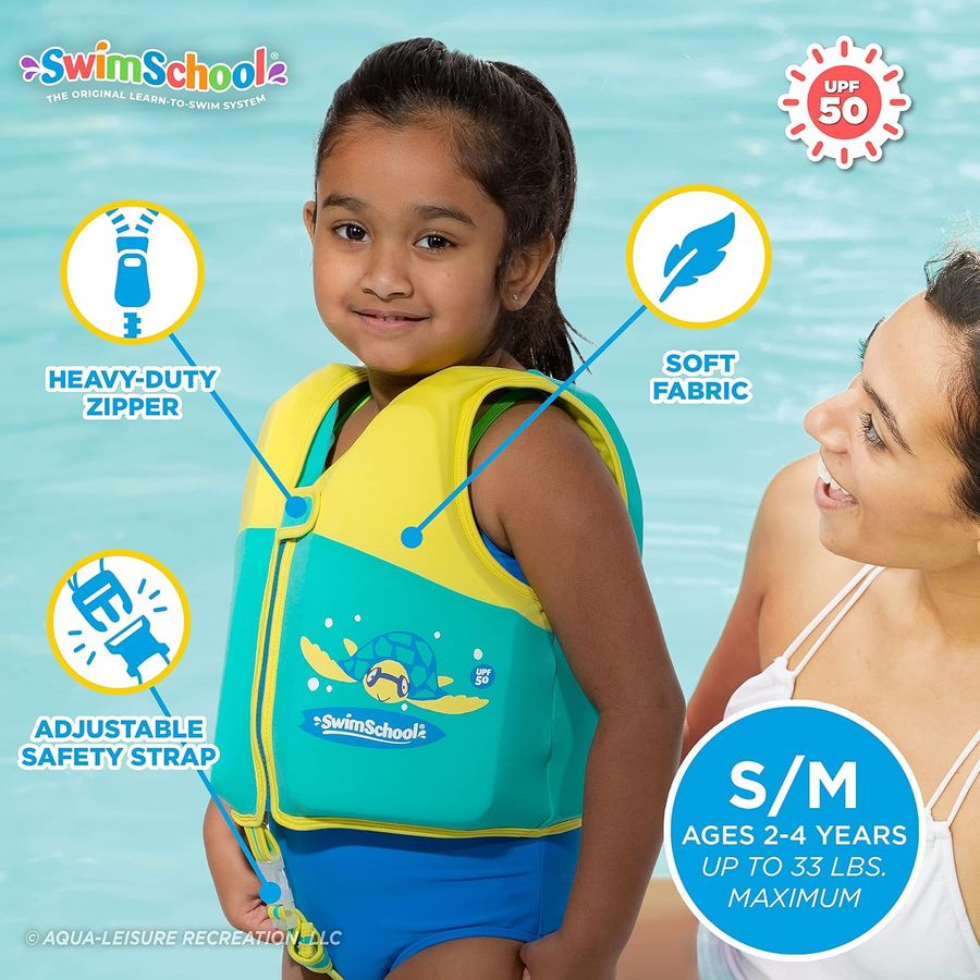 SwimSchool Flex-Form Swim Trainer Vest, Small/Medium, Seafoam Blue — view 4