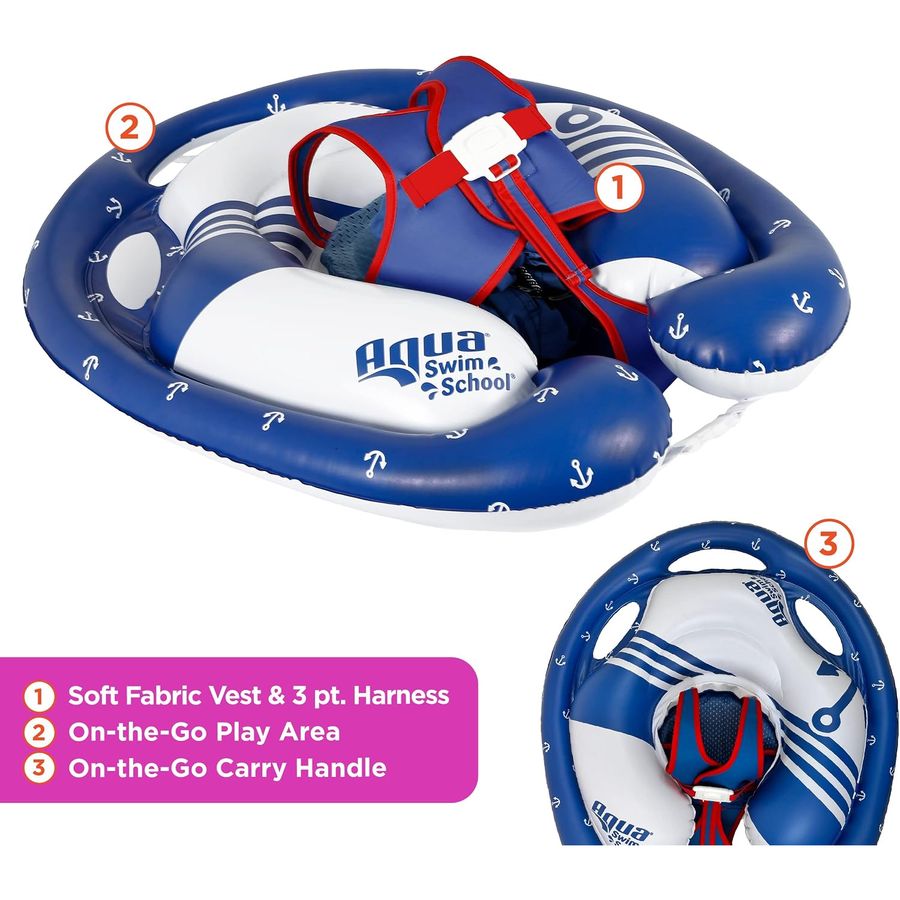 SwimSchool Freestyle Swimmer Baby Pool Float, Red-White-Blue Nautical — view 2