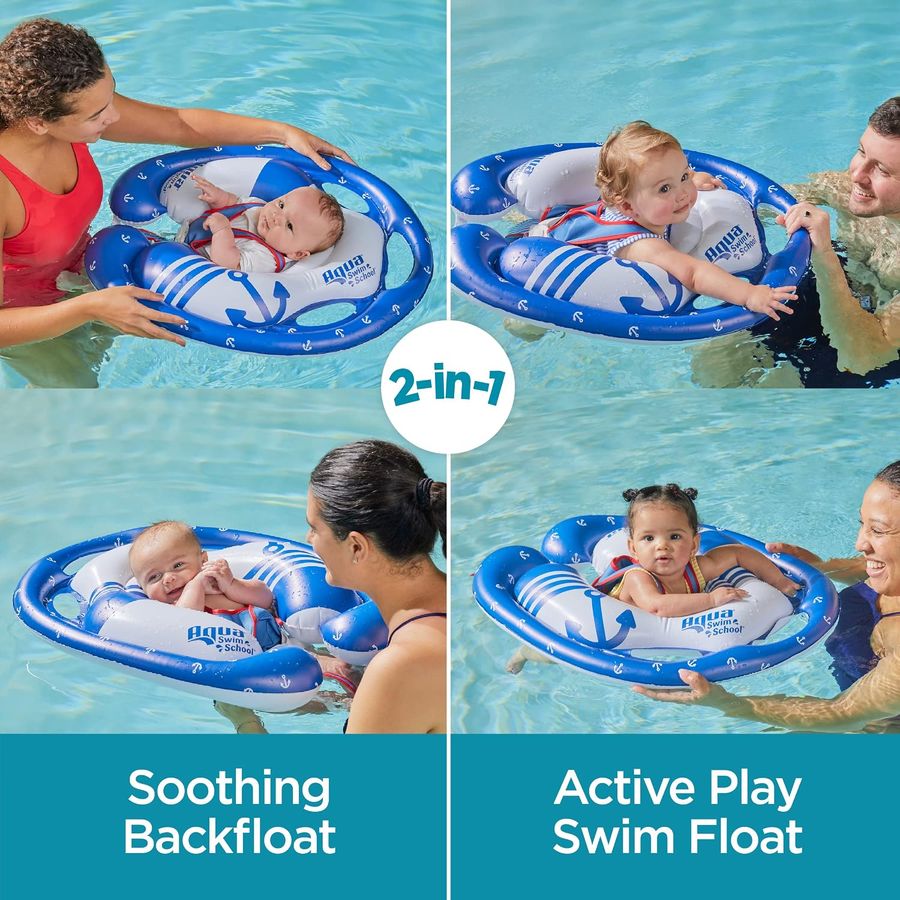 SwimSchool Freestyle Swimmer Baby Pool Float, Red-White-Blue Nautical — view 3