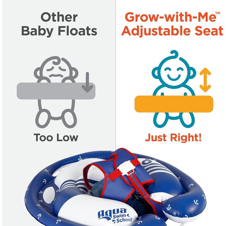 SwimSchool Freestyle Swimmer Baby Pool Float, Red-White-Blue Nautical — view 4