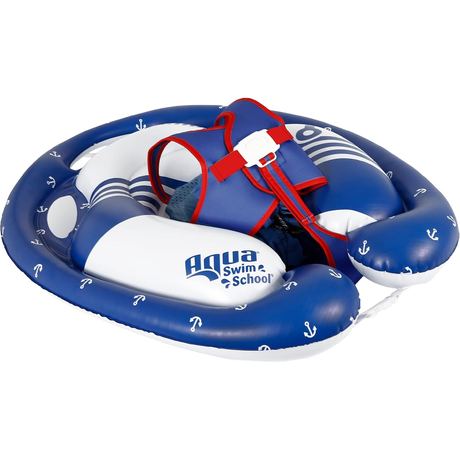 SwimSchool Freestyle Swimmer Baby Pool Float, Red-White-Blue Nautical