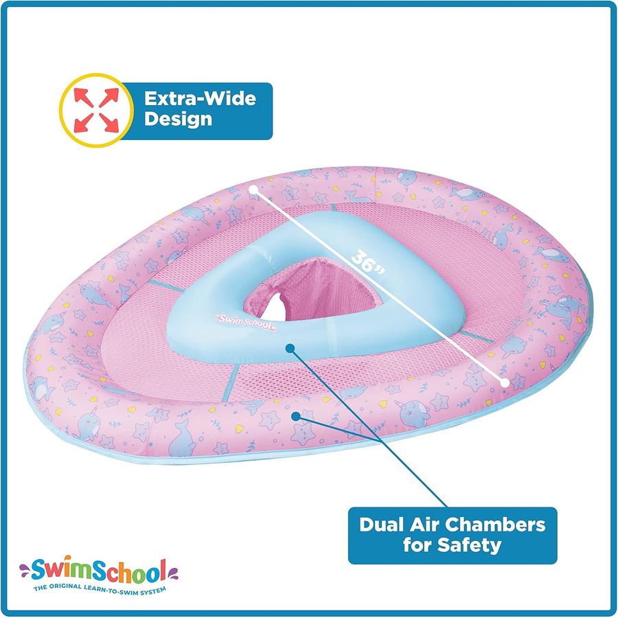 SwimSchool Lil' Narwal Baby Pool Float, Pink — view 3