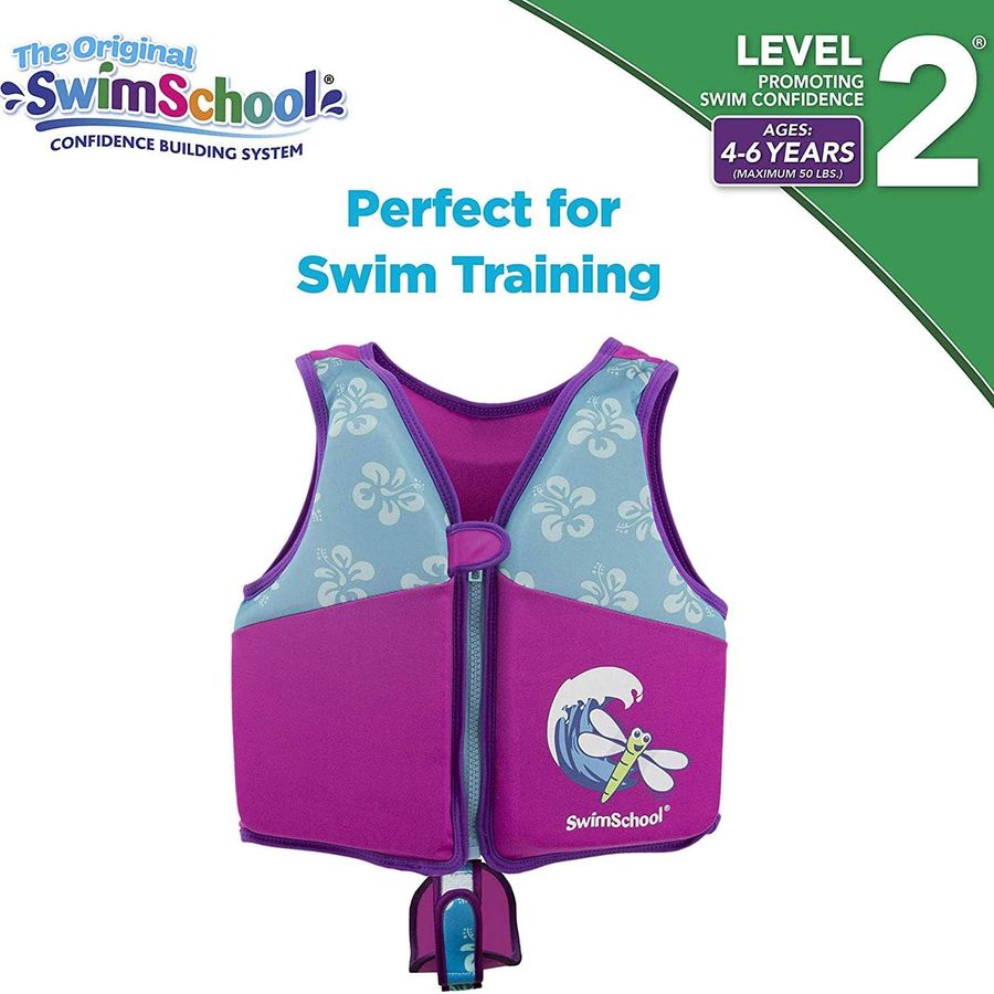 SwimSchool New & Improved Swim Trainer Vest, Medium/Large, Pink/Aqua — view 3