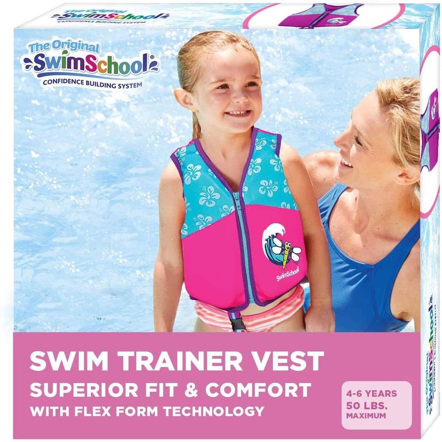 SwimSchool New & Improved Swim Trainer Vest, Medium/Large, Pink/Aqua — view 5