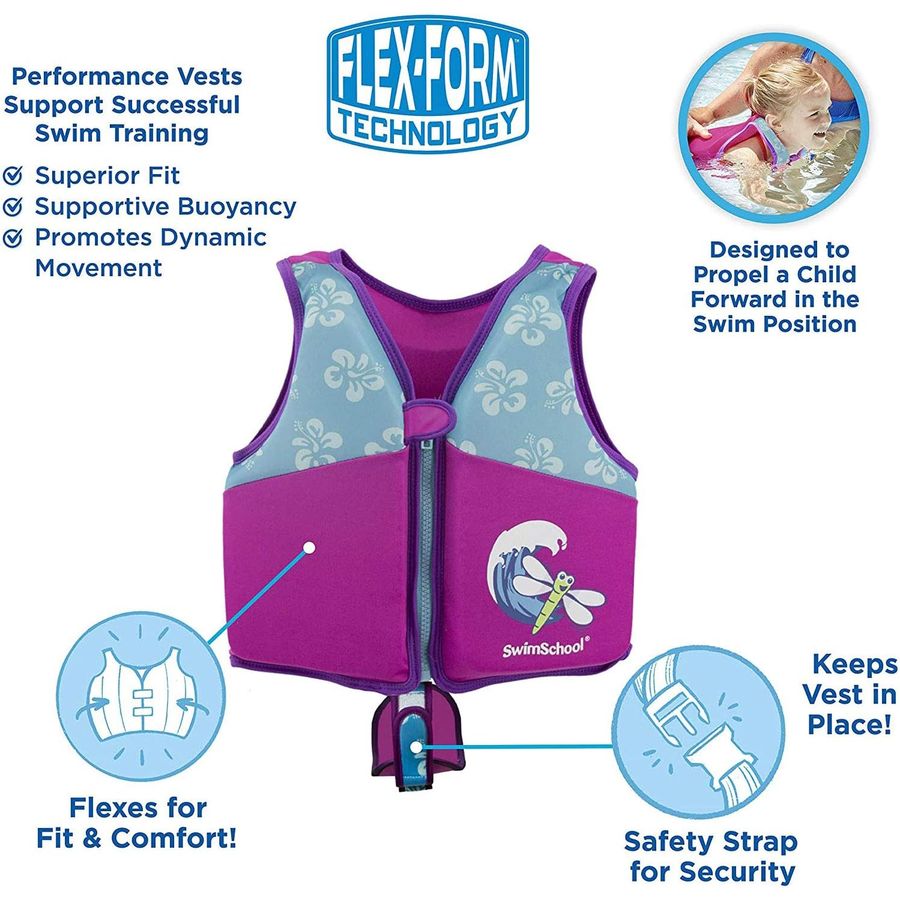 SwimSchool New & Improved Swim Trainer Vest, Medium/Large, Pink/Aqua — view 6