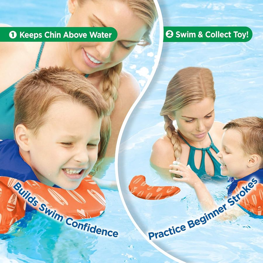 SwimSchool Swim Trainer Vest with Chin-Up Collar, S/M, Blue/Orange — view 3