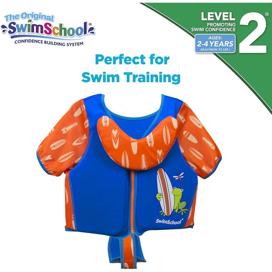 SwimSchool Swim Trainer Vest with Chin-Up Collar, S/M, Blue/Orange — view 4