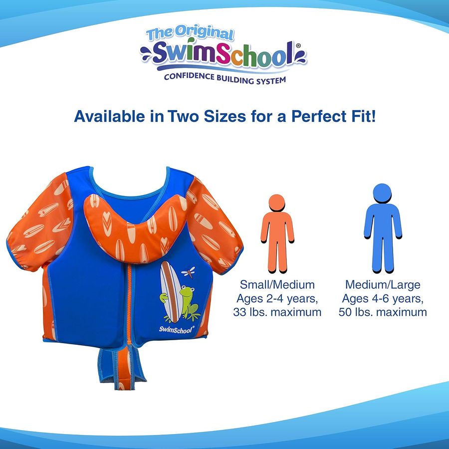 SwimSchool Swim Trainer Vest with Chin-Up Collar, S/M, Blue/Orange — view 6
