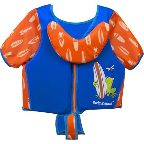 SwimSchool Swim Trainer Vest with Chin-Up Collar, S/M, Blue/Orange