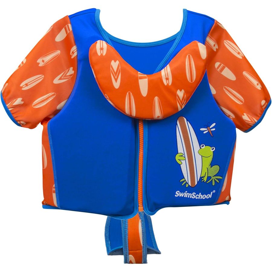 SwimSchool Swim Trainer Vest with Chin-Up Collar, S/M, Blue/Orange