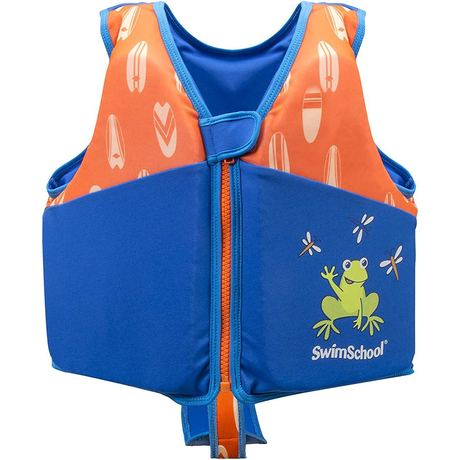 SwimSchool Swim Trainer Vest with Padded Shoulders, S/M, Blue/Orange