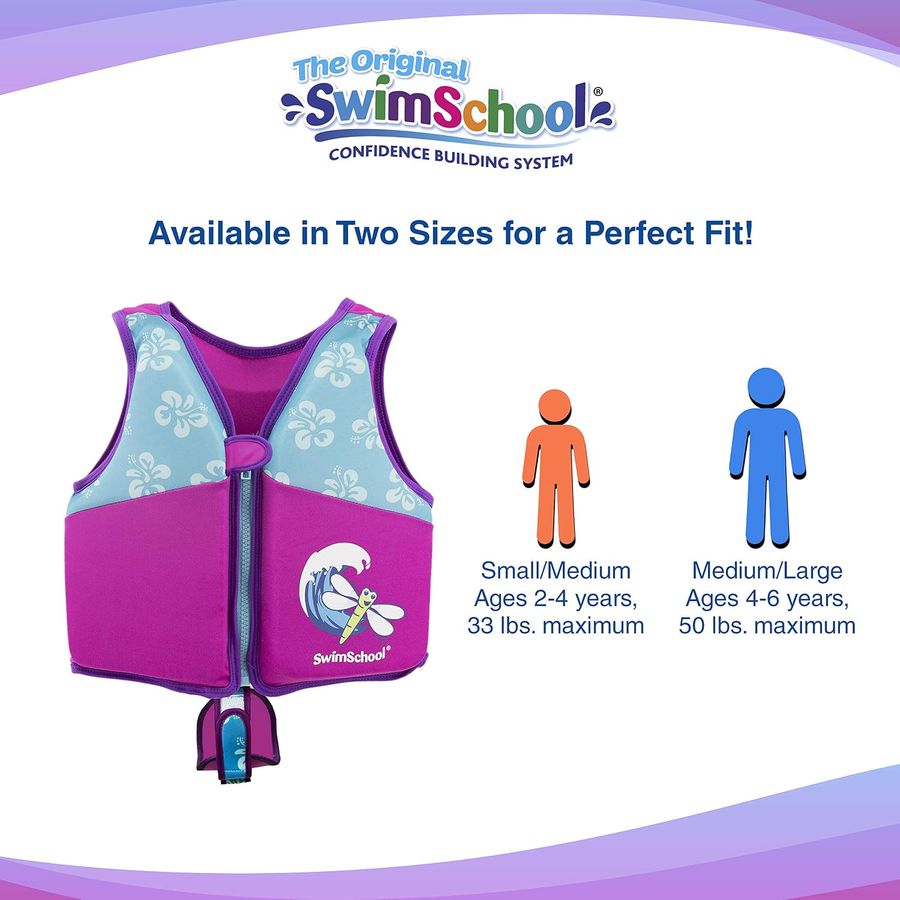 SwimSchool Swim Trainer Vest with Padded Shoulders, Small/Medium, Pink/Aqua — view 5