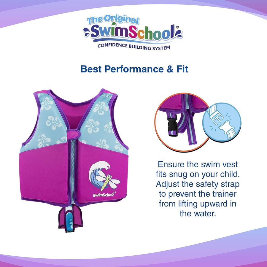 SwimSchool Swim Trainer Vest with Padded Shoulders, Small/Medium, Pink/Aqua — view 6