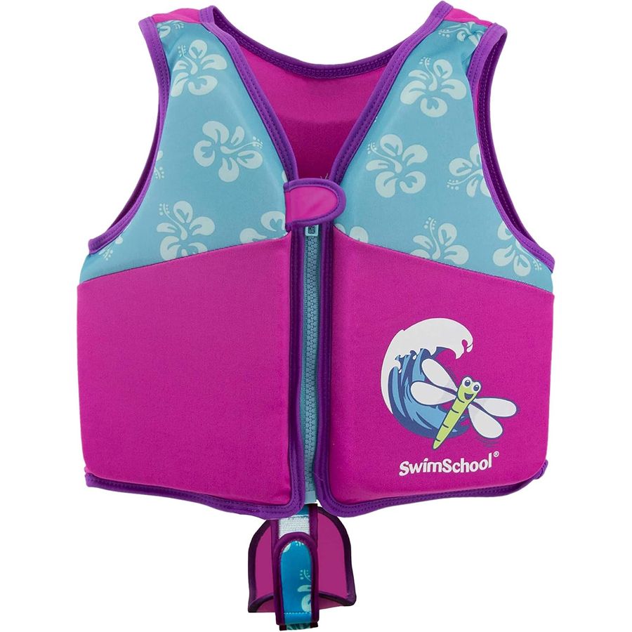 SwimSchool Swim Trainer Vest with Padded Shoulders, Small/Medium, Pink/Aqua