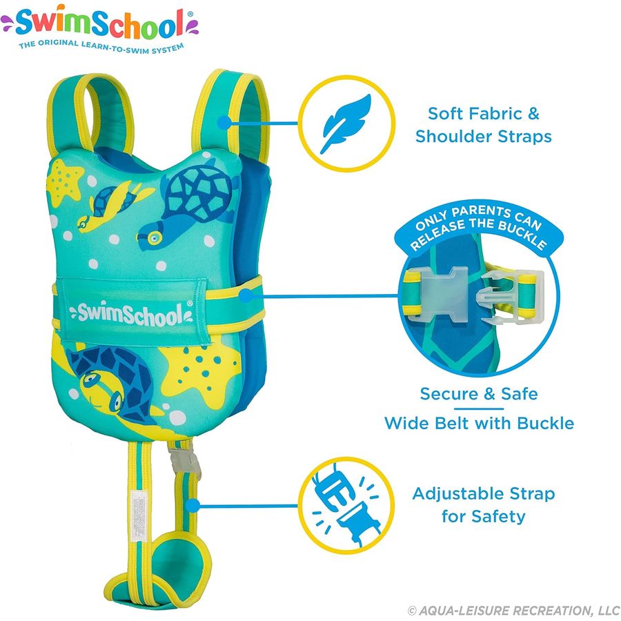 SwimSchool Swim Trainer Vest with UPF50 Shoulder Sleeves, M/L, Blue/Orange — view 3