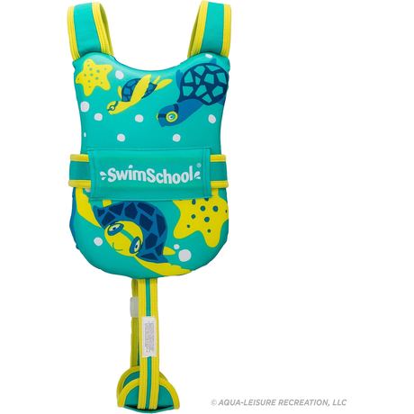 SwimSchool Swim Trainer Vest with UPF50 Shoulder Sleeves, M/L, Blue/Orange