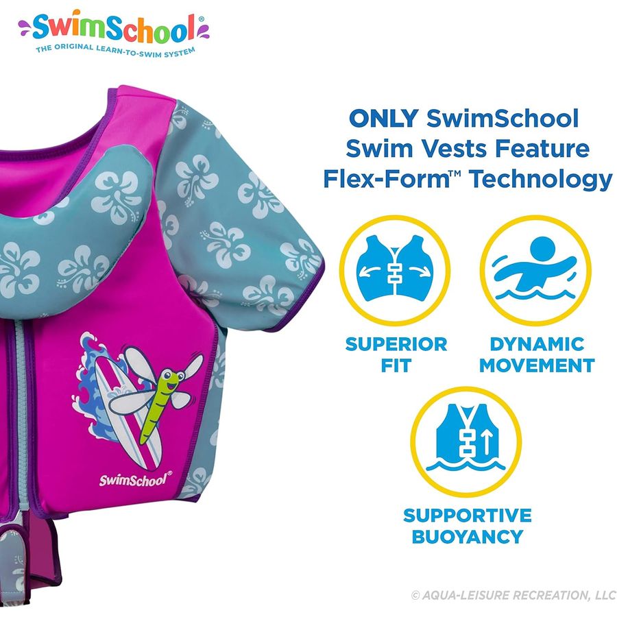 SwimSchool Swim Trainer with Chin-Up Collar, Medium/Large, Pink/Aqua — view 4