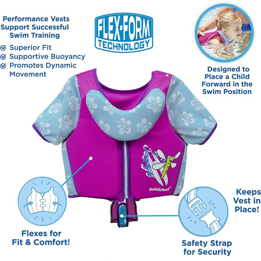 SwimSchool Swim Trainer with Chin-Up Collar, Small/Medium, Pink/Aqua — view 4