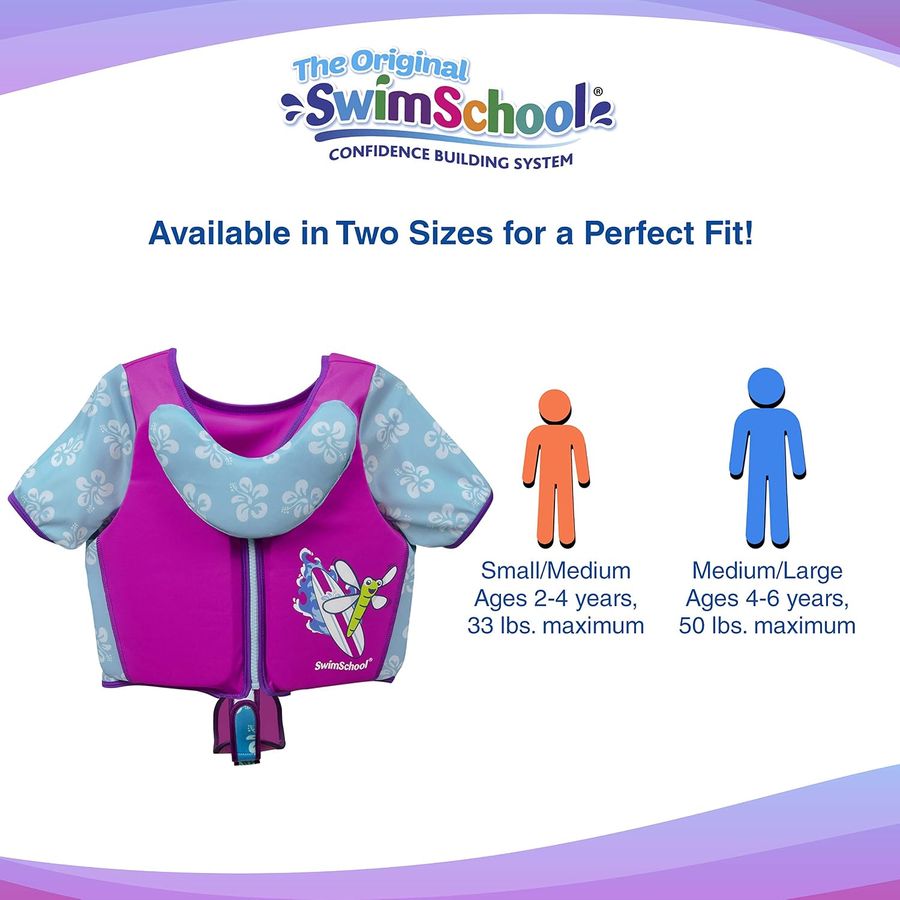 SwimSchool Swim Trainer with Chin-Up Collar, Small/Medium, Pink/Aqua — view 6
