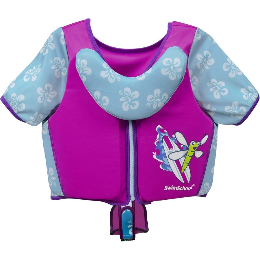 SwimSchool Swim Trainer with Chin-Up Collar, Small/Medium, Pink/Aqua