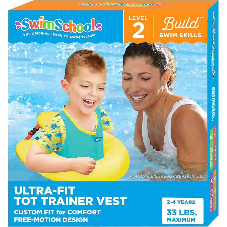 SwimSchool Ultra Swim Trainer Toddler Vest Floatie, Seafoam Blue Lemon — view 2