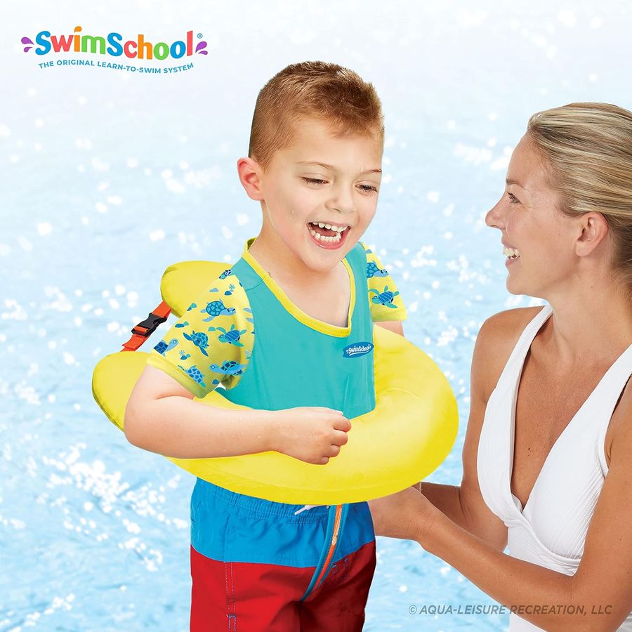 SwimSchool Ultra Swim Trainer Toddler Vest Floatie, Seafoam Blue Lemon — view 5