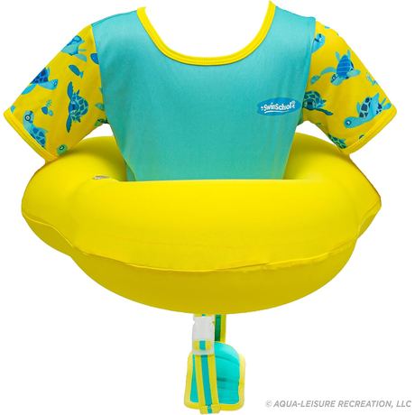 SwimSchool Ultra Swim Trainer Toddler Vest Floatie, Seafoam Blue Lemon